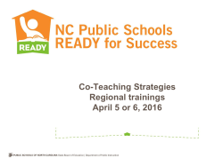 Co-Teaching Strategies Davidson Schools November 5, 2015