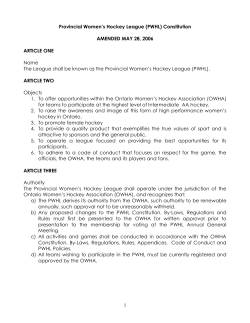 Ontario Women`s Hockey League (OWHL) Constitution
