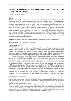 MOTIVATION PROGRAM AS BASIS FOR SUCCESSFUL