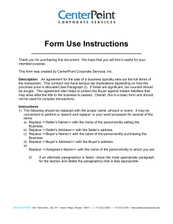 Basic Agreement for Sale of Business
