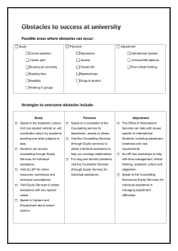Possible areas where obstacles can occur: Strategies to overcome