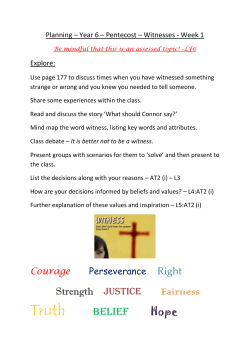 Planning &ndash; Year 6 &ndash; Pentecost &ndash; Witnesses