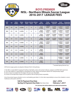 BOYS PREMIER NISL - Northern Illinois Soccer League 2016