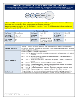 SLO Template 10 - Standards Aligned System
