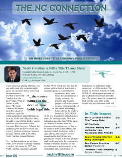 North Carolina is Still a Title Theory State