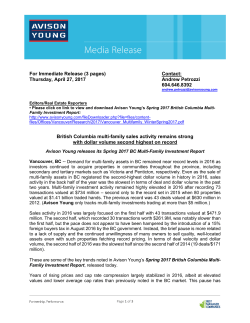 For Immediate Release (3 pages) Contact: Thursday