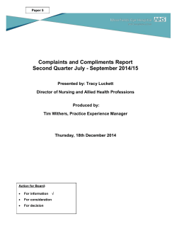 Item 5 - Complaints and compliments report