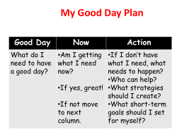 My Good Day Plan Good Day Now Action