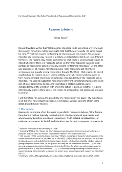 Reasons to Intend