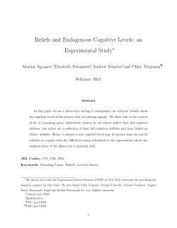 Beliefs and Endogenous Cognitive Levels: an Experimental Study