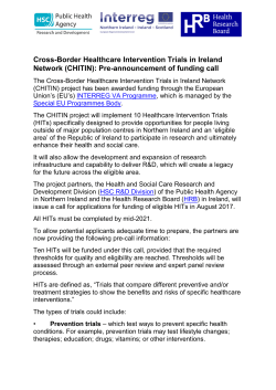 Cross-Border Healthcare Intervention Trials in Ireland Network