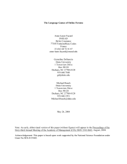 The Language Games of Online Forums Anne
