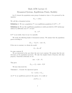 Math 127H: Lecture 15 Dynamical Systems, Equilibrium Points