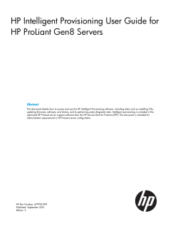 HP Intelligent Provisioning for HP ProLiant Gen8 Servers