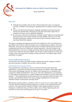 Outcomes for Children Who are Deaf or Hard of Hearing. Author