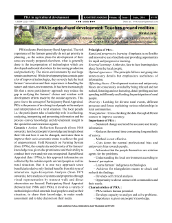 PRA in agricultural development: Touches ground realities