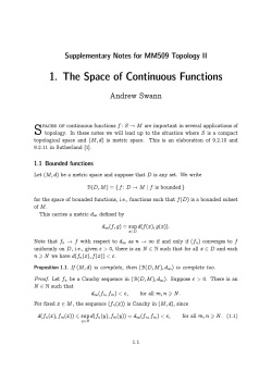 1. The Space of Continuous Functions