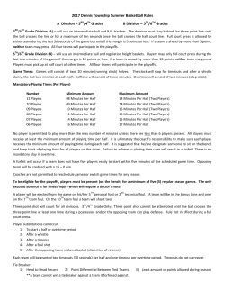 2017 Dennis Township Summer Basketball Rules A Division &ndash; 3RD