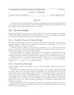 Lecture 18 : Digraphs DRAFT 18.1 Directed Graphs