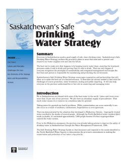 Saskatchewan`s Safe DRINKING WATER STRATEGY