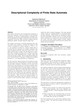 Descriptional Complexity of Finite State Automata