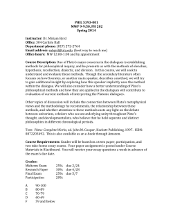 PHIL 5393-001 MWF 9-9:50, PH 202 Spring 2014 Instructor: Dr