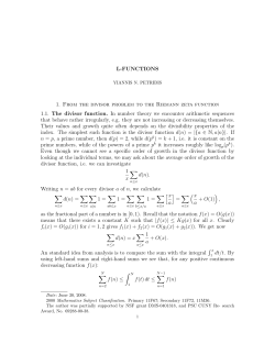 L-FUNCTIONS 1. From the divisor problem to the Riemann