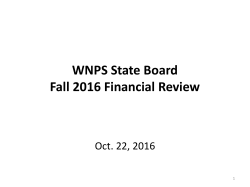 WNPS Financial Advisory Committee Fall 2016 Review