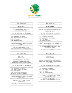 How To Play The PLACE BET How To Play The QUINELLA How To