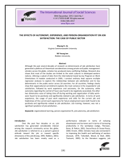 THE EFFECTS OF AUTONOMY, EXPERIENCE, AND PERSON