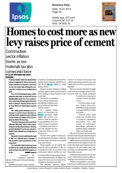 levy raises price of cement