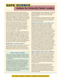 Safe Science: Actions for University Senior Leaders