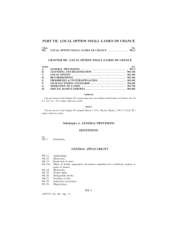 part vii. local option small games of chance