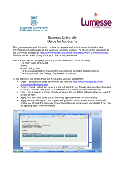 Swansea University Guide for Applicants This guide provides an