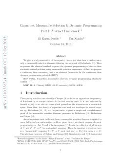 Capacities, Measurable Selection and Dynamic Programming Part I