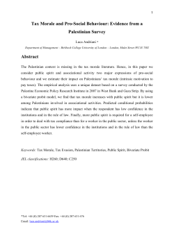 Tax Morale and Pro-Social Behaviour: Evidence from a Palestinian