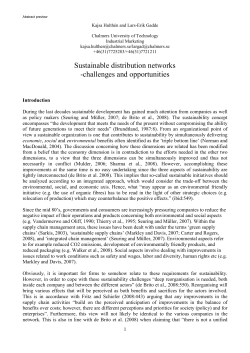 Sustainable distribution networks -challenges and