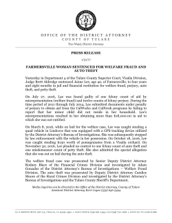 Farmersville Woman Sentenced for Welfare Fraud and Auto Theft