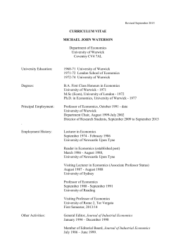 curriculum vitae - University of Warwick