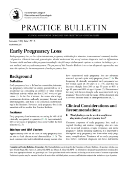 Practice Bulletin, Number 150, May 2015, Early Pregnancy Loss