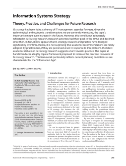 Information Systems Strategy - Theory, Practice, and Challenges for