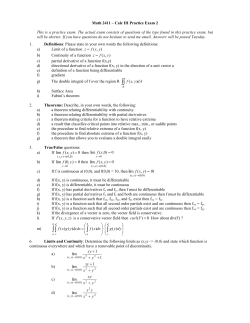 Math 2511 &ndash; Calc III Practice Exam 1