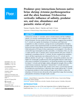 prey interactions between native brine shrimp Artemia