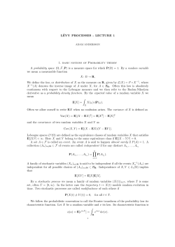L&Eacute;VY PROCESSES - LECTURE 1 1. basic notions of Probability