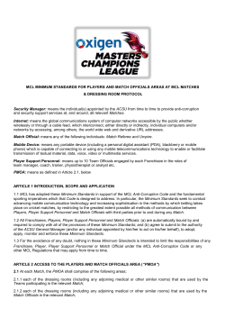 MCL MINIMUM STANDARDS FOR PLAYERS AND MATCH
