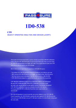 1D0-538 CIW OBJECT ORIENTED ANALYSIS AND DESIGN