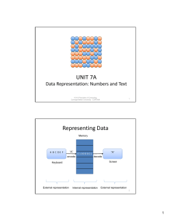 UNIT 7A Representing Data - Carnegie Mellon School of Computer