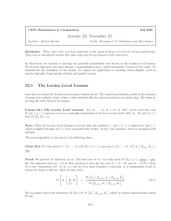 Lecture 23: November 22 23.1 The Lov&aacute;sz Local Lemma