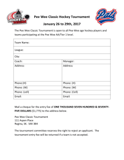 Pee Wee Classic Hockey Tournament entry form