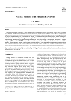 Animal models of rheumatoid arthritis